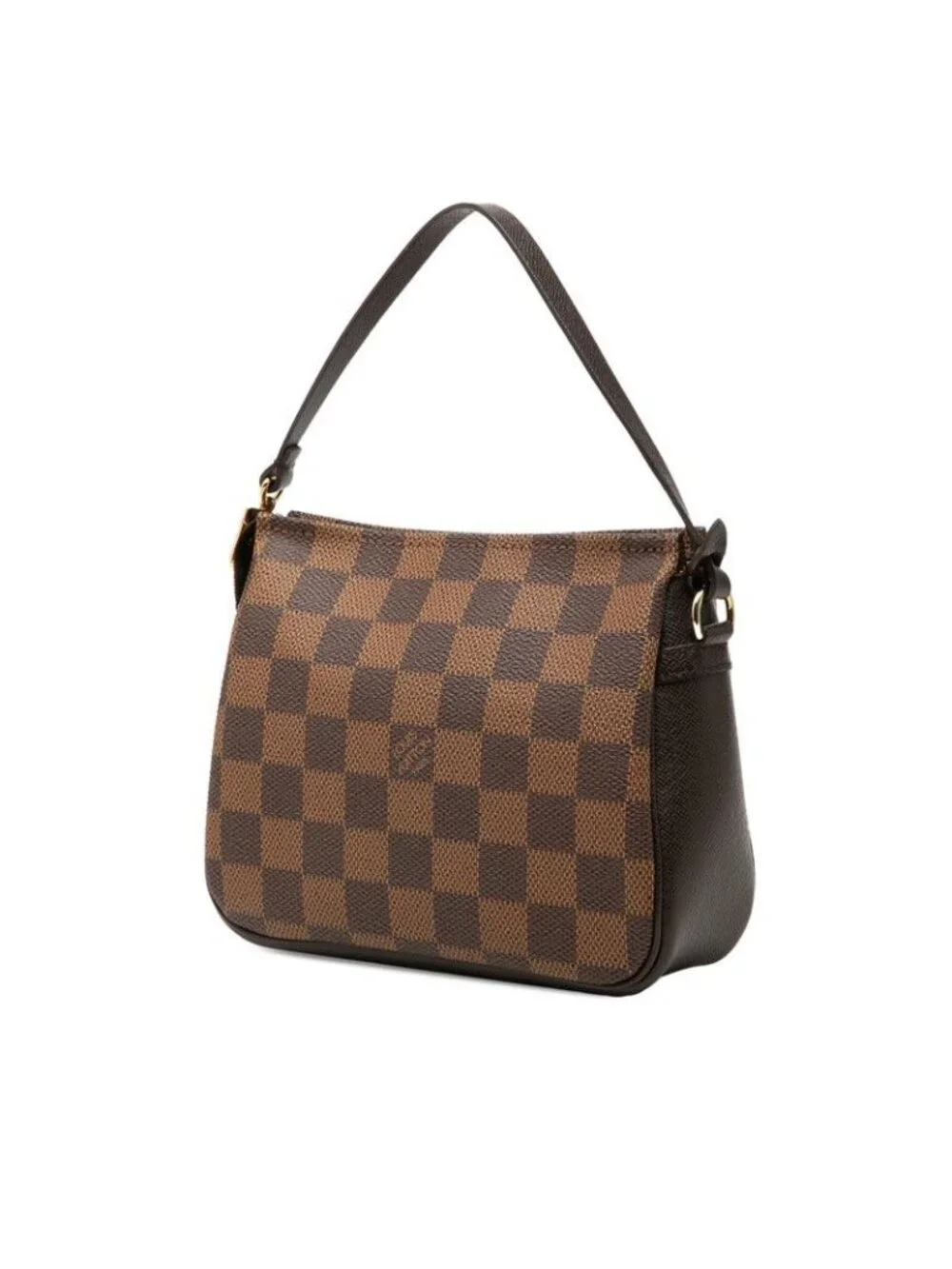 Louis Vuitton Damier Trousse Makeup Pouch Handbag Brown Leather